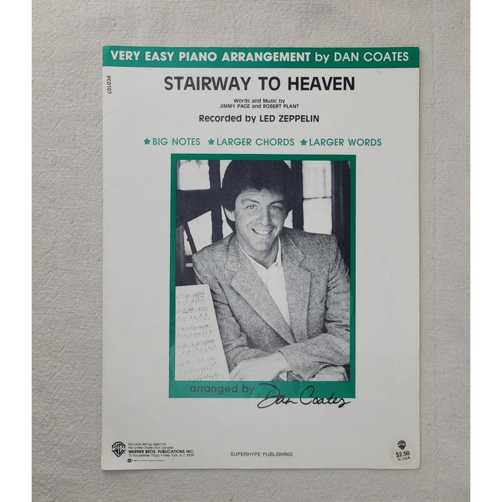 Led Zeppelin Stairway to Heaven Sheet Music Very Easy Piano Dan Coates PC0107
